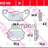 Brzdové destičky -TRW- MCB560SI, Kawasaki KEF300 Lakota/Lakota Sport (1995-2003), KFX250/KSF250 Mojave (1987-2004), KXF250 Tecate (1987-1989)