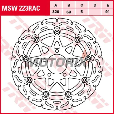 Brzdový kotouč -TRW- MSW223RAC, 320mm, Suzuki GSX 1300R Hayabusa (1999-2007)/GSX 1400 (2001-2008)/GSX-R 600/750/1000 (1996-2003)/TL 1000S/1000R (1997-2003)