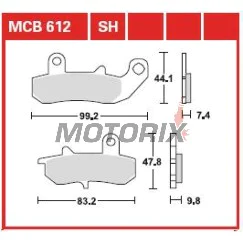 Brzdové destičky -TRW- MCB612, Suzuki DR/RGV - DR650/650R/650RS/650RSE/650RE/650SE, DR750/800 Big, RGV250 - 250-800cc, 1989-2017