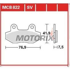 Brzdové destičky -TRW- MCB822SV, Honda CH125 Spacy, Hyosung Comet/GT/GV Aquila/RX/XRX/Karion, Kymco Pulsar 125 (1998-2010)