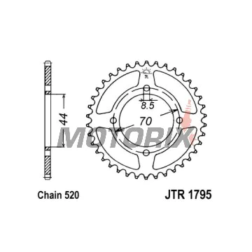 Zadní rozeta -JT- JTR1795,22, 22 zubů, ocelový, Kawasaki KFX 80 2003-2006, KSF 80 2003-2006, Suzuki LT 80 1989-2006