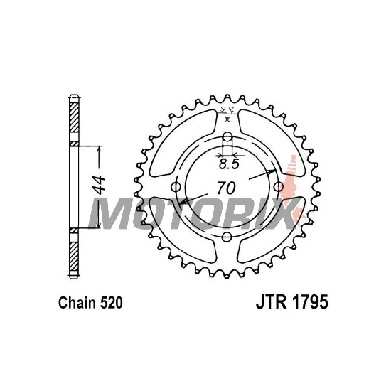 Zadní rozeta -JT- JTR1795,22, 22 zubů, ocelový, Kawasaki KFX 80 2003-2006, KSF 80 2003-2006, Suzuki LT 80 1989-2006