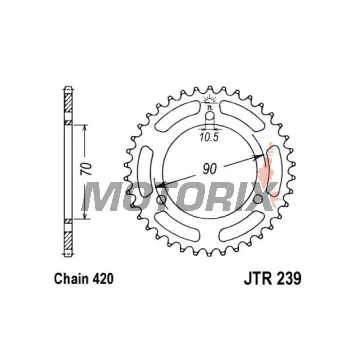 Zadní rozeta -JT- JTR239,42, 42 zubů, ocelový, Honda MBX 50 1985, 1987, MT 50 1980-1981, MTX 50 1985-1990, NS 50 1990