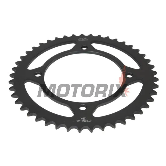 Zadní rozeta -JT- JTR857,45ZBK, 45 zubů, černý zinek, ocelový, MZ/MUZ Baghira 660 1998-2003, Mastiff 660 1997-2003, Yamaha XT 400 1983-1984, XT 550 1982-1983, XT 600 1984-2003, XTZ 660 1991-1999, XV 125 1997-2001, XV 250 1988-2020