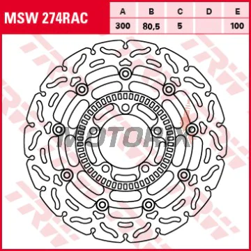 Brzdový kotouč -TRW- MSW274RAC, 300mm, Kawasaki ER-6F/ER-6N 650 ABS (2006-2010), KLE650 Versys ABS/LT (2007-2017)