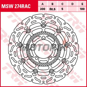 Brzdový kotouč -TRW- MSW274RAC, 300mm, Kawasaki ER-6F/ER-6N 650 ABS (2006-2010), KLE650 Versys ABS/LT (2007-2017)