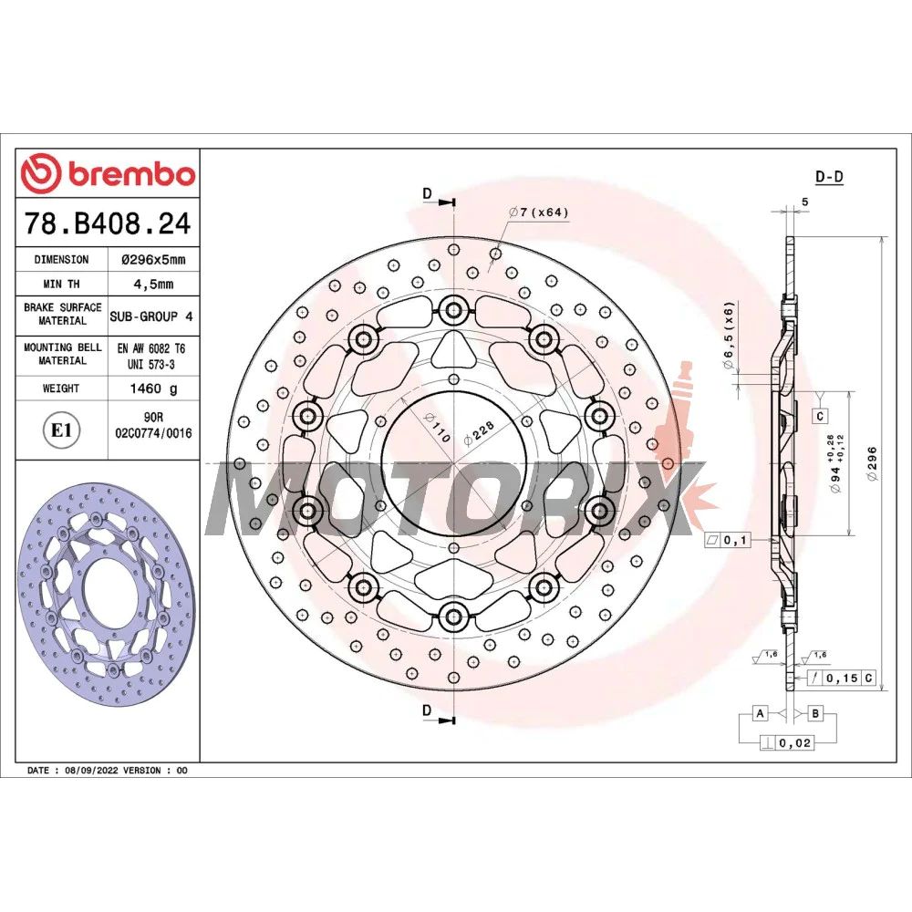 Brzdový kotouč -BREMBO- 78B40824, Honda CB600F Hornet/Hornet ABS (2007-2012)