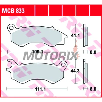Brzdové destičky -TRW- MCB833, Honda NSC Vision 50/110, Honda PCX 125/150 (2010-2019)
