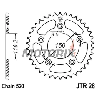 Zadní rozeta -JT- JTR28,42, 42 zubů, ocelový, Aprilia RS 250 1995-2004, Honda CB 750 1969-1978