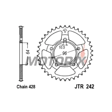 Zadní rozeta -JT- JTR242,53, 53 zubů, ocelový, Honda XL 125 1982-1987