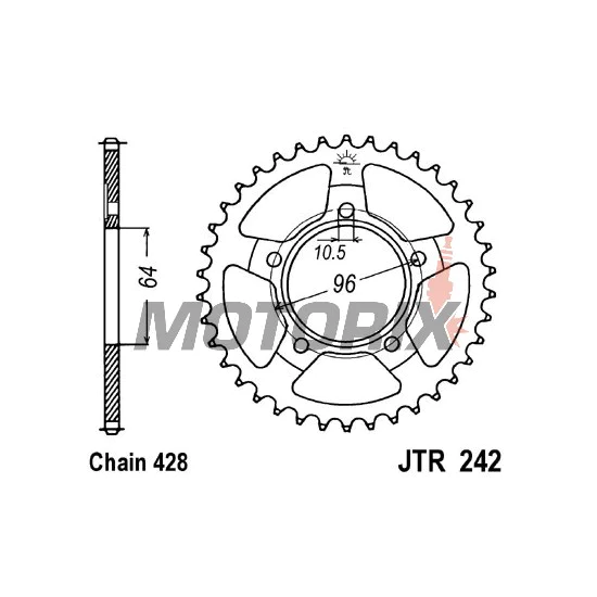 Zadní rozeta -JT- JTR242,50, 50 zubů, ocelový, Honda XL 125 1982-1987