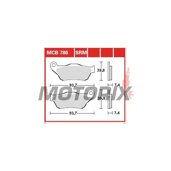 Brzdové destičky -TRW- MCB786SRM, sintrované, Yamaha YP X-Max 125R/250R (2005-2009)