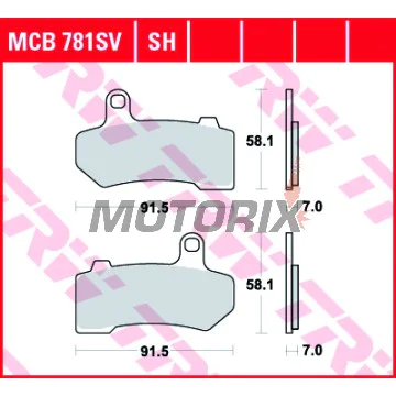 Brzdové destičky -TRW- MCB781SV, Harley Davidson FLHR, FLHRC, FLHT, FLHTC, FLHTCU, FLHTCUTG, FLHX, FLHXXX, FLTR, VRSCA, VRSCD, VRSCR 2006-2013