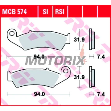 Brzdové destičky -TRW- MCB574RSI, Honda NX125 Transcity, NX250, XL250R Baja, XLR125R, XR250R/600R, Kawasaki KX125