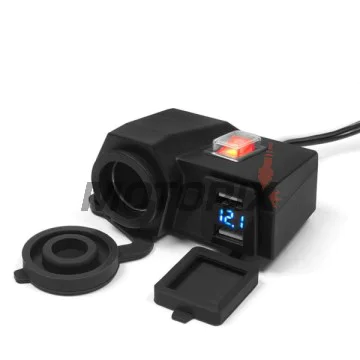 USB adaptér se zapalovačem -4 RIDE- 12V, 2xUSB (3.1A) + voltmetr - univerzální