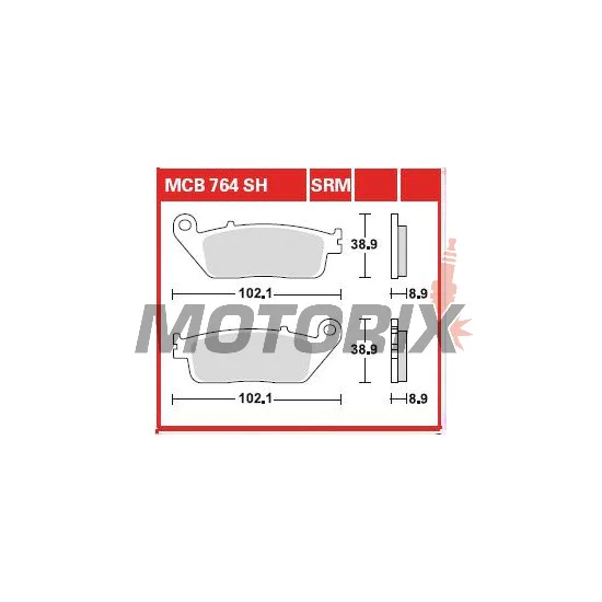 Brzdové destičky -TRW- MCB764SRM, sintrované, Cagiva 900 Cat 900cc, Honda CB1000F, FJS Silver Wing 400/600cc, VFR750F/VFR950F Carat - 400/600/750/900/950/1000cc, 1988-2009