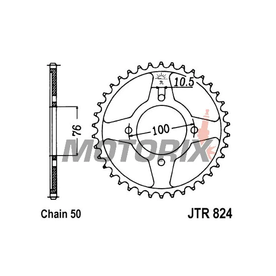 Zadní rozeta -JT- JTR824,46, 46 zubů, ocelový, Suzuki GSX 600 1985-1988, RG (RGV) 500 1986-1989