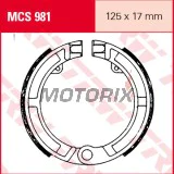 Brzdové čelisti -TRW- MCS981, 125x17mm, Honda CN Helix 250, Piaggio Ape 50/150/175, Vespa PK/PX/Primavera 50-125, Vespa Classic Vespa 125/150 (1951-2000)