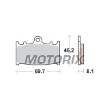 Brzdové destičky -TRW- MCB602CRQ, Kawasaki GPZ, KLZ, VN, ZR, ZX, ZX-6R, ZX-9R, ZXR, ZZR 1989-2019; Suzuki GSF, GSR, GSX, GSX-R, RGV, SV 1988-2017
