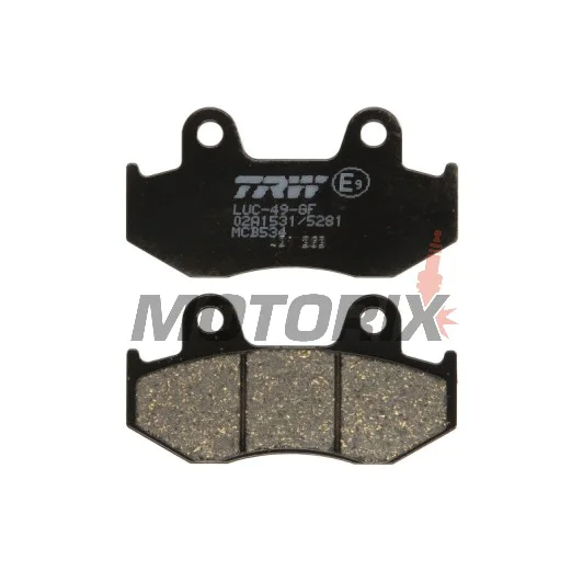 Brzdové destičky -TRW- MCB534, Honda ATC250R/350X, CH250 Spacy/Elite, CN250 Helix, CR50R/125R/250, FTR250, Lead100, MTX125, NES125/150, RX250RE, SCV100 Lead, SH125/150, TRX250R, XL250R/350R/600R, XLR250R, XR250R/350R/500R/600R, Peugeot Elyseo 125