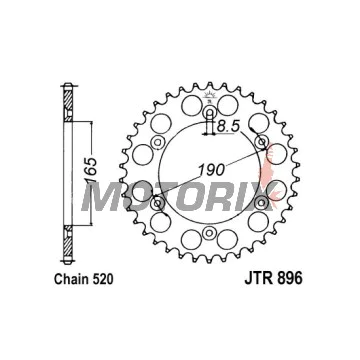 Zadní rozeta -JT- JTR896,50, 50 zubů, ocelový, KTM Enduro 125 1988-1990, LC4 600 1988-1989, MX 125 1988-1990, MX 500 1988-1989, 1991-1993, MX 600 1989