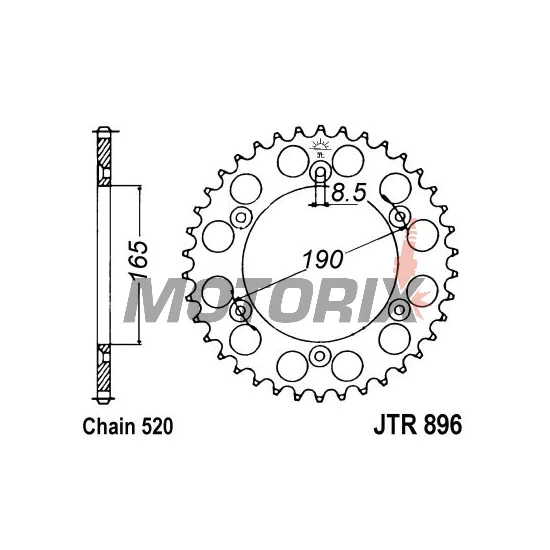Zadní rozeta -JT- JTR896,50, 50 zubů, ocelový, KTM Enduro 125 1988-1990, LC4 600 1988-1989, MX 125 1988-1990, MX 500 1988-1989, 1991-1993, MX 600 1989