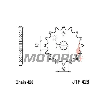 Přední pastorek -JT- JTF428,14, 14 zubů, Suzuki DR-Z 70 2008-2015, DS 80 1978-1979, GT 80 1981-1982, JR 80 1982-2004, RM 80 1978, 1980-1981, TS 80 1981-1982