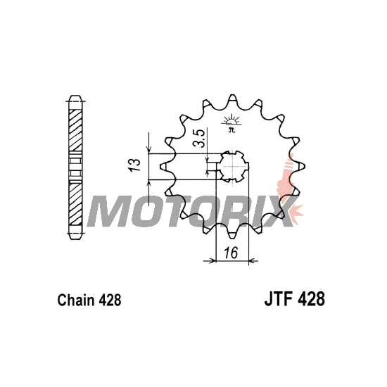 Přední pastorek -JT- JTF428,13, 13 zubů, Suzuki DR-Z 70 2008-2015, JR 80 1982-2004, RM 80 1979