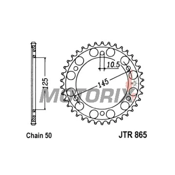 Zadní rozeta -JT- JTR865,43, 43 zubů, ocelový, Yamaha FZ 750 1985-1991, FZR 600 1989-1999, FZX 700 1986-1987, FZX 750 1986-1997