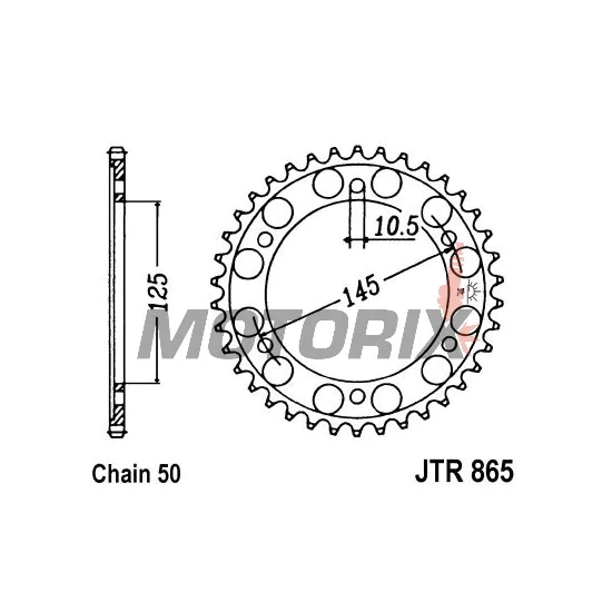 Zadní rozeta -JT- JTR865,43, 43 zubů, ocelový, Yamaha FZ 750 1985-1991, FZR 600 1989-1999, FZX 700 1986-1987, FZX 750 1986-1997