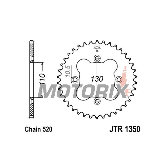 Zadní rozeta -JT- JTR1350,36, 36 zubů, ocelový, Honda ATC 250 1986, TRX 250 1986-1992, TRX 300 1993-2010, TRX 400 1999-2014, TRX 450 2004-2014