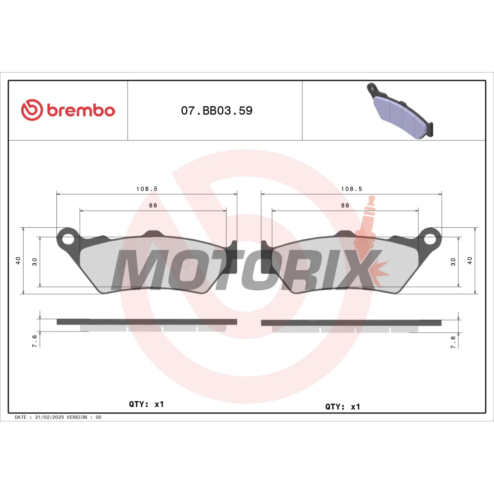 Brzdové destičky -BREMBO- 07BB0359, Aprilia Pegaso & ETV Caponord 650-1000, BMW F650/F800 GS, Honda NX 650 Dominator & NT650 Deauville, KTM 950/990 Adventure, Moto Guzzi 1100-1200