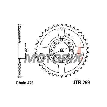 Zadní rozeta -JT- JTR269,51, 51 zubů, ocelový, Daelim VL 125 2000-2007, VS 125 1997-2003, VT 125 1998-2002, Honda CB 100 1976-1986, CB 125 1973-1989, CBZ 125 2001, CG 125 1977-1983, 1985-2005, CM 125 1982-1997, EZ 90 1990-1996