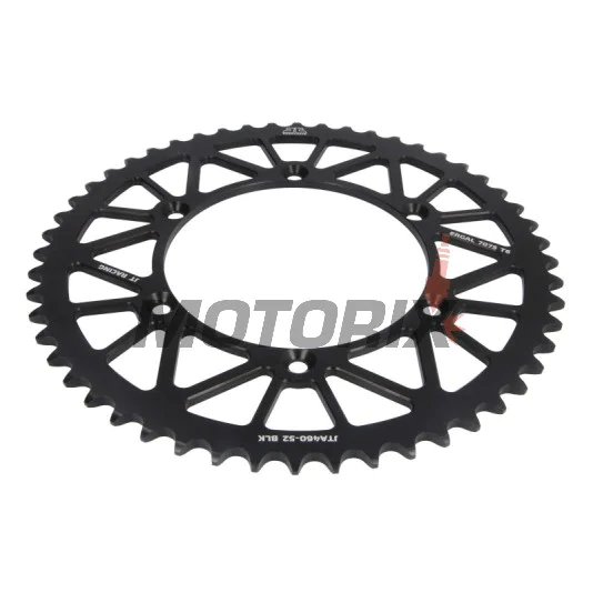 Zadní rozeta -JT- JTA460,52BLK, 52 zubů, černý, hliníkový, Kawasaki KDX 200 1984-1985, 1987-1988, 1995, 1997-1998, 2000, 2002-2004, 2006, KX 250 2004-2017, KX 450 2006-2020, KX 500 1989, 1993, 1996, 2000-2004