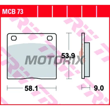 Brzdové destičky -TRW- MCB73, Kawasaki Z 650SR/1000A/1000ST/1000H Injection (1977-1981); Suzuki GS 500E-F/550/750/850G Katana (1977-2010), GSX 750E-ES-EF (1980-1986), RG Gamma 50 (1987)
