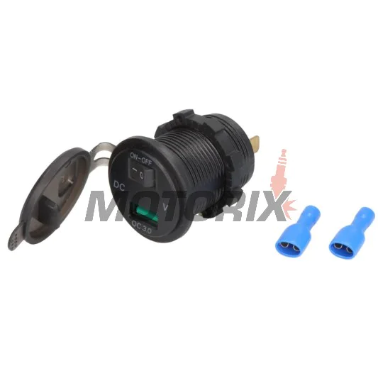 Adaptér, zapalovač cigaret -4 RIDE- 12V, USB 3.0 + voltmetr, 2 pinů - univerzální