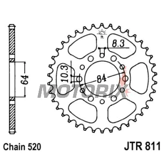 Zadní rozeta -JT- JTR811,39, 39 zubů, ocelový, Suzuki SP 125/200 1986-1988, TF 185 1981, TS 185 1979