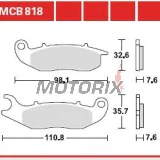 Brzdové destičky -TRW- MCB818, Derbi Mulhacen 125, Terra 125/125 Adventure, Honda CRF250L, CRF250M