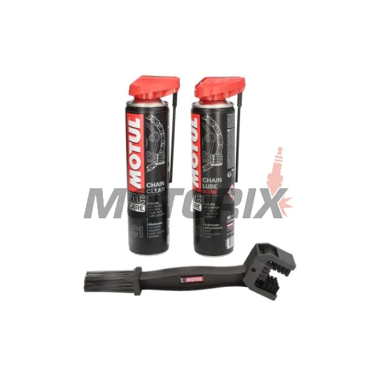 Sada na čištění a mazání řetězu -MOTUL- kartáč, odmašťovač a mazací sprej