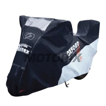 Plachta na motocykl -OXFORD- Rainex, černá/stříbrná, XL