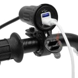 USB adaptér -4 RIDE- 12V, 2xUSB (3.1A), 2 pinů, s držák pro řídítka 22mm - univerzální
