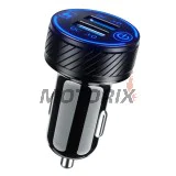 USB adaptér do zapalovače -4 RIDE- 12V, 2xUSB 3.0 + voltmetr - univerzální