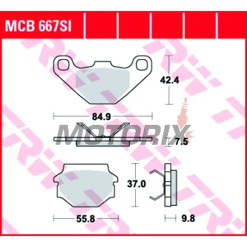 Brzdové destičky -TRW- MCB667SI, Aprilia MX 125 (2003-2007), RX 125 (2000-2001), Cagiva WMX 125 (1989), Husqvarna TC 510 & TE 510 (1990-1991)
