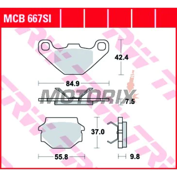 Brzdové destičky -TRW- MCB667SI, Aprilia MX 125 (2003-2007), RX 125 (2000-2001), Cagiva WMX 125 (1989), Husqvarna TC 510 & TE 510 (1990-1991)