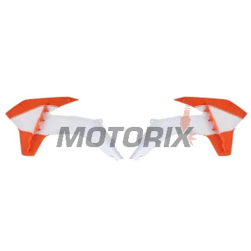 Přední boční plasty -POLISPORT- oranžové/bílé, KTM EXC, EXC-F, SX, SX-F, XC, XC-F 125-500 2013-2016
