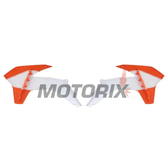 Přední boční plasty -POLISPORT- oranžové/bílé, KTM EXC, EXC-F, SX, SX-F, XC, XC-F 125-500 2013-2016