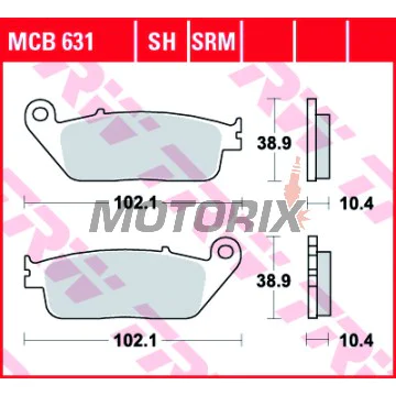 Brzdové destičky -TRW- MCB631SRM, sintrované, Honda CBR1000F (1990-1992), Honda RVF750R (1994-1997), Honda ST1100 Pan European/ABS (1990-2001), Kymco People 250 (2004-2005), Yamaha MT-01 1700 (2004-2011), Yamaha X-Max 125 ABS (2011-2012)