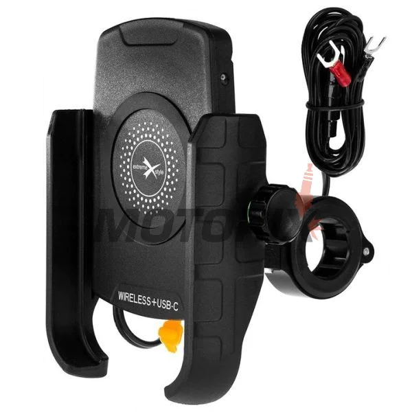 Držák telefonu -4 RIDE- s bezdrátové nabíječka + USB C, antivibrační - univerzální