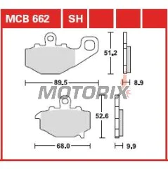 Brzdové destičky -TRW- MCB662, Kawasaki ER-6F/ER-6N 650, GPZ1100, Versys 650, Z/Z1000/Z750, Zephyr, ZRX400, ZX-6R/9R/10R, ZZR600 (1993-2018)