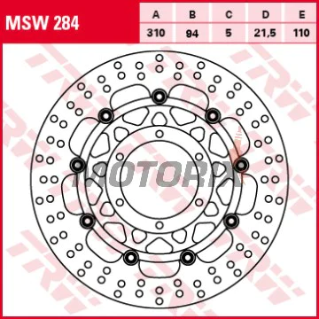Brzdový kotouč -TRW- MSW284, 310mm, Honda CTX 1300 (2014-2016)/ST 1300 Pan European/Pan European ABS (2002-2013)